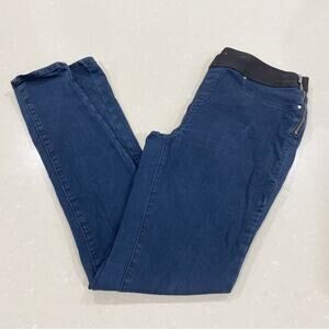 Karen Millen Midrise Skinny Jeans Jeggings Zip Detail Blue Black 8